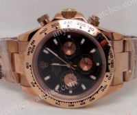 Replica Rolex Rose Gold Daytona Black Face 40mm Watch